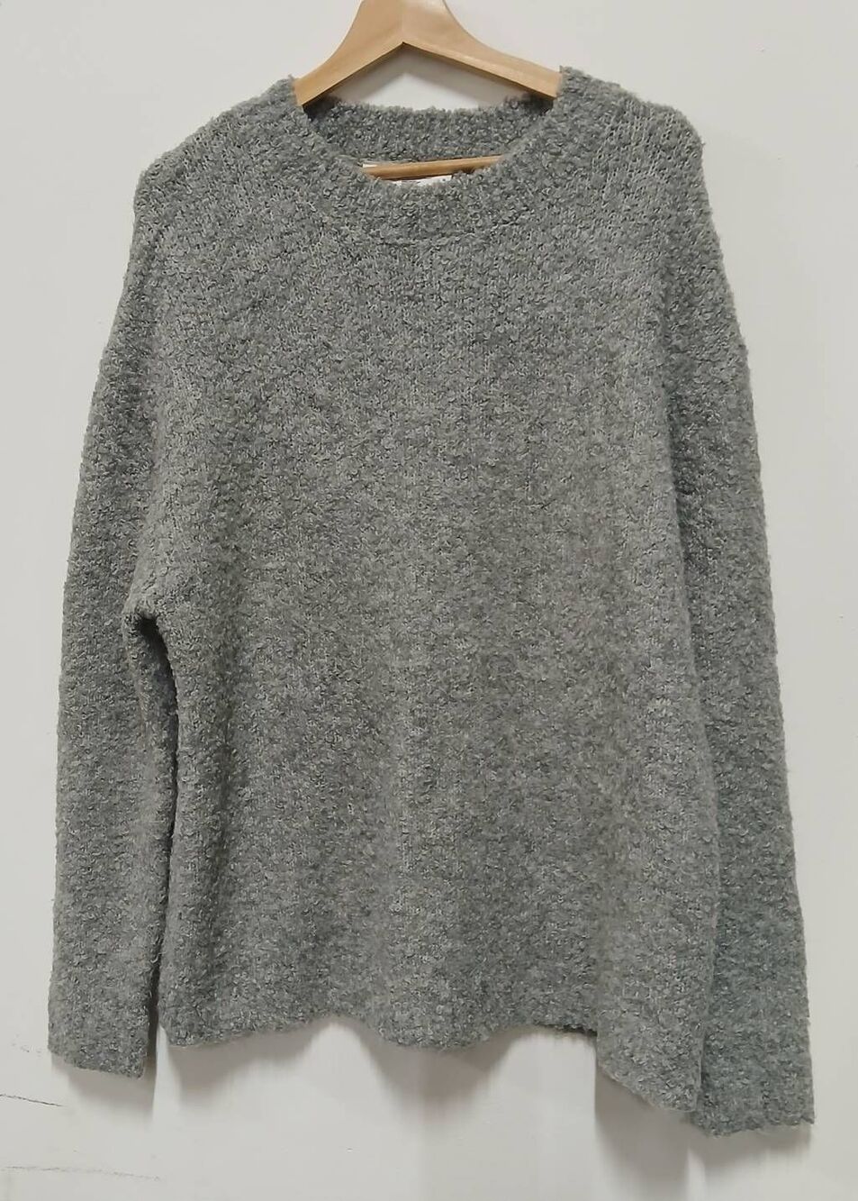 Roaring wild womens xlarge wool boucle sweater gray slouchy oversized